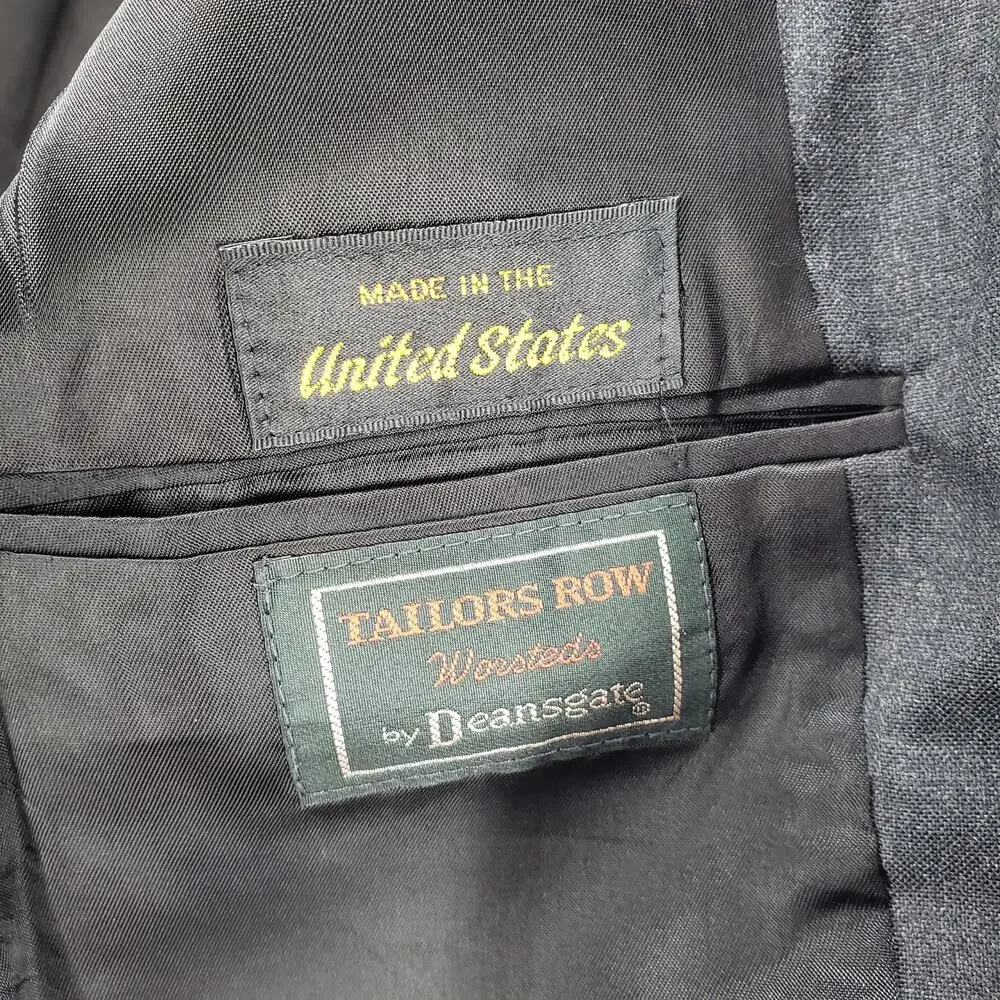 Tailors Row by Deansgate 100%Worsted Wool Men's Charcoal Sportscoat Blazer 42R